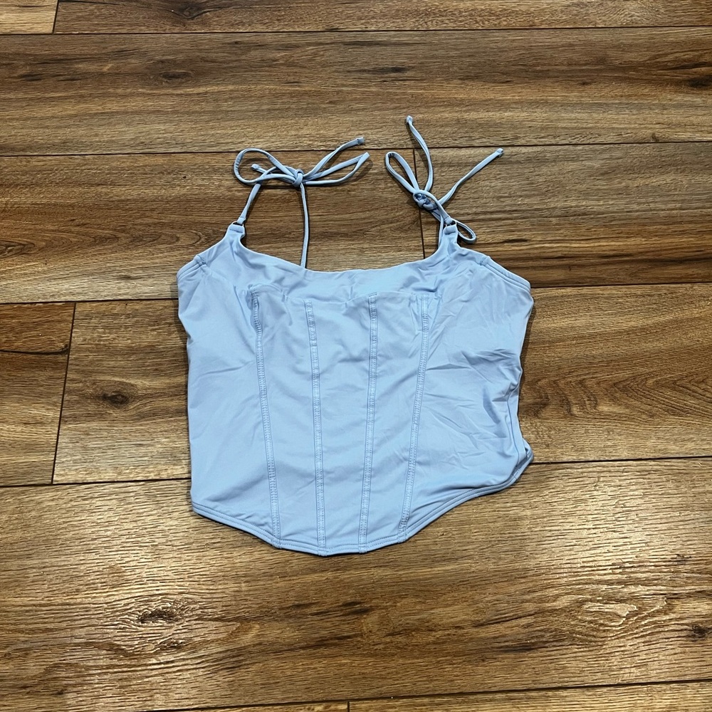Gilly Hicks Women’s Pastel Blue Crop Top Corset Top Size Medium NWT